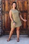 Womens, mini, Tivoli Dress, sleeveless, 100% Cotton, hand block print. Olive Green - Nimira