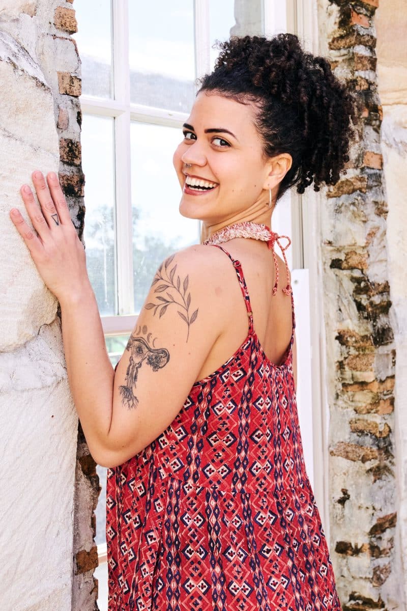 Womens, maxi, Sabine Dress, adjustable spaghetti straps, tiered, with belt. 100% Cotton, hand block print. Aztec Red - Tavira