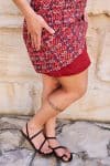 Womens, mini, Peggy Dress, adjustable spaghetti straps, 100% Cotton, hand block print. Aztec Red - Tavira