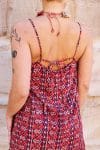 Womens, mini, Peggy Dress, adjustable spaghetti straps, 100% Cotton, hand block print. Aztec Red - Tavira