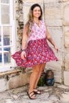 Womens, mini, Minjhali, sleeveless, 100% Cotton, hand block print. Parisa & Ruby Veda.