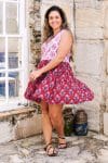 Womens, mini, Minjhali, sleeveless, 100% Cotton, hand block print. Parisa & Ruby Veda.