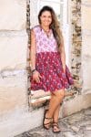 Womens, mini, Minjhali, sleeveless, 100% Cotton, hand block print. Parisa & Ruby Veda.