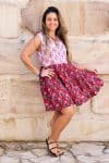 Womens, mini, Minjhali, sleeveless, 100% Cotton, hand block print. Parisa & Ruby Veda.