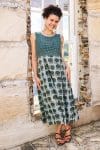 Womens, midi, Danielle Dress, sleeveless, 100% Cotton, hand block print. Natural Naspal Figaris