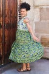 Womens, midi, Jhali Dress, sleeveless, 100% Cotton, hand block print. Summer Green - Verde