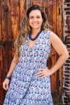 Womens, midi, Jhali Dress, sleeveless, 100% Cotton, hand block print. Saphire Blue - Saphira