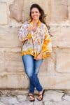 Womens, Vintage Sari Amira blouse, cotton, golden, abstract - Lotti