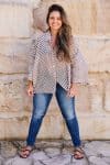 Womens, Vintage Sari Amira blouse, cotton, sepia - Caro