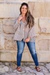 Womens, Vintage Sari Amira blouse, cotton, sepia - Caro