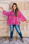 Womens, Vintage Sari Amira blouse, cotton, hot pink - Vivian