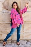 Womens, Vintage Sari Amira blouse, cotton, hot pink - Vivian