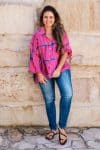 Womens, Vintage Sari Amira blouse, cotton, hot pink - Vivian