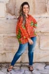 Womens, Vintage Sari Amira blouse, cotton, saffron & green - Grace