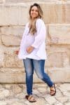 Womens, Dove blouse, 7/8 blouson sleeve, 100% cotton. Pure, Serene - White