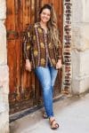 Womens, Vintage Sari Amira blouse, cotton, chocolate brown - Sandra
