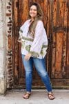 Womens, Vintage Sari Amira blouse, cotton, white and green - Jasmin