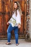 Womens, Vintage Sari Amira blouse, cotton, white and green - Jasmin
