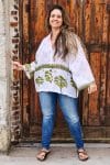 Womens, Vintage Sari Amira blouse, cotton, white and green - Jasmin