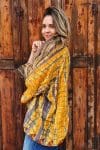 Womens, Vintage Sari Amira blouse, cotton, golden brown - Briana