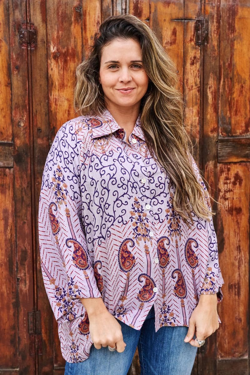 Womens, Vintage Sari Amira blouse, silk, paisley - Charlote