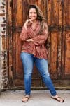 Womens, Vintage Sari Amira blouse, cotton, warm red tones, paisley - Dharma