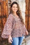 Womens, Vintage Sari Amira blouse, cotton, brown, Fern