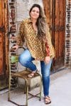 Womens, Vintage Sari Amira blouse, cotton, autumn tones, Amber