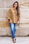Womens, Vintage Sari Amira blouse, cotton, autumn tones, Amber