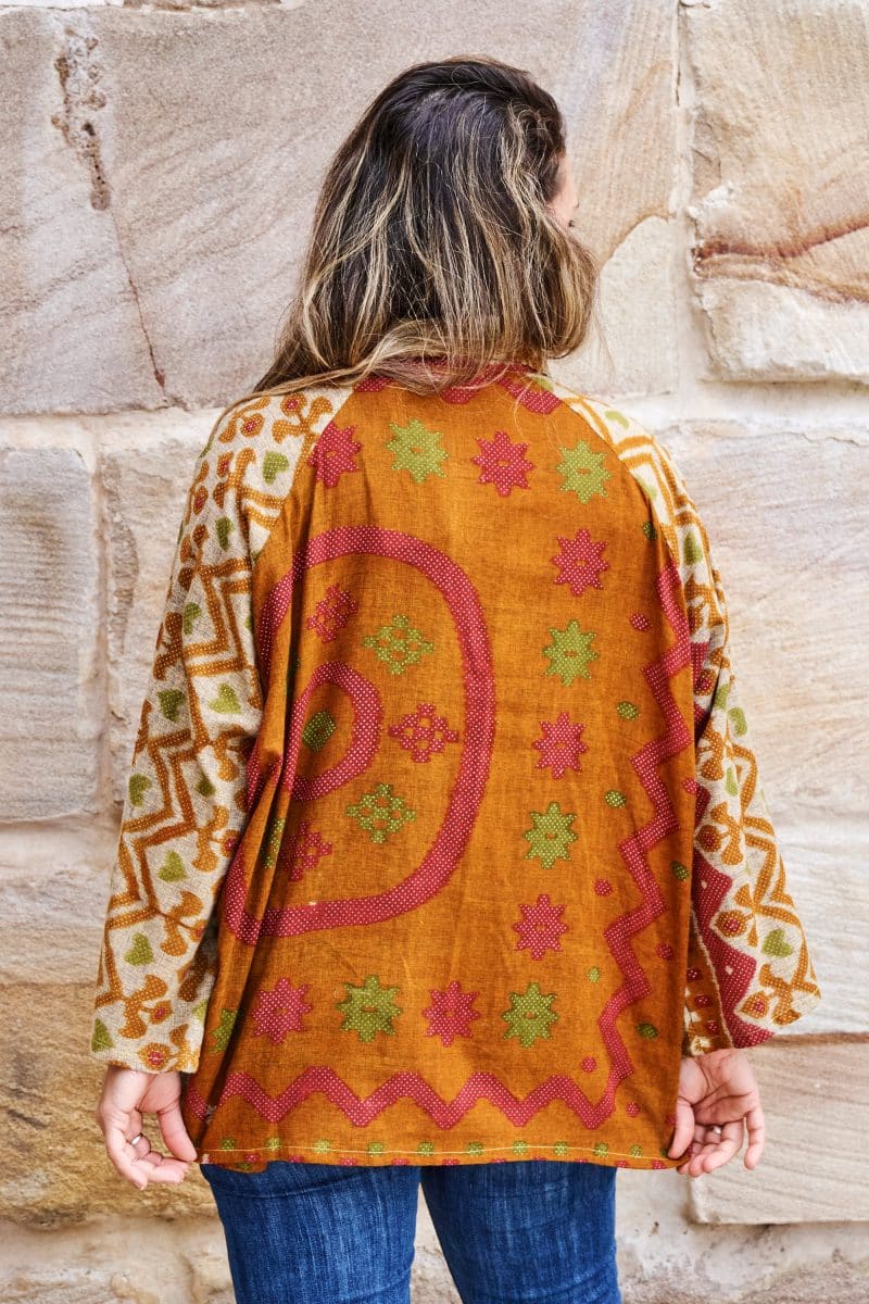 Womens, Vintage Sari Amira blouse, cotton, autumn tones, Amber