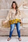 Womens, Vintage Sari Amira blouse, cotton, golden caramel, Colette