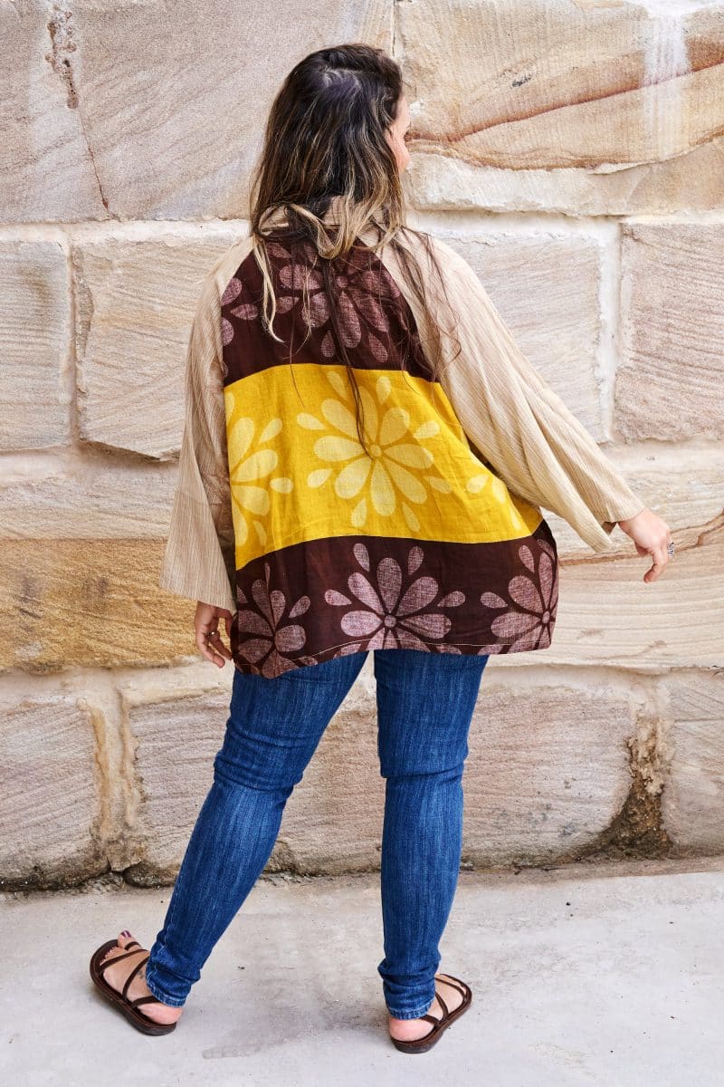 Womens, Vintage Sari Amira blouse, cotton, golden caramel, Colette