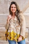 Womens, Vintage Sari Amira blouse, cotton, golden caramel, Colette