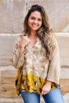 Womens, Vintage Sari Amira blouse, cotton, golden caramel, Colette