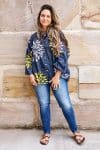 Womens, Vintage Sari Amira blouse, cotton, steel blue - Eclipse