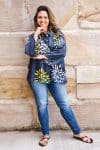 Womens, Vintage Sari Amira blouse, cotton, steel blue - Eclipse
