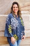 Womens, Vintage Sari Amira blouse, cotton, steel blue - Eclipse
