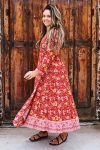 Womens, midi, Genevieve Dress, 7/8 sleeves, 100% Cotton, hand block print. Passionflower