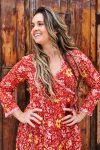 Womens, midi, Genevieve Dress, 7/8 sleeves, 100% Cotton, hand block print. Passionflower