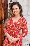 Womens, midi, Genevieve Dress, 7/8 sleeves, 100% Cotton, hand block print. Passionflower