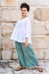 Womens, Dove blouse, 7/8 blouson sleeve, 100% cotton. Pure, Serene - White
