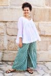 Womens, Dove blouse, 7/8 blouson sleeve, 100% cotton. Pure, Serene - White