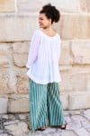 Womens, Dove blouse, 7/8 blouson sleeve, 100% cotton. Pure, Serene - White