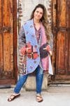 Womens, Tundra Kantha Duster, reversible, handmade from 100% cotton recycled Vintage fabrics, in vibrant tones - Miraki