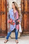 Womens, Tundra Kantha Duster, reversible, handmade from 100% cotton recycled Vintage fabrics, in vibrant tones - Miraki