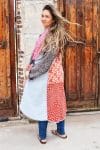 Womens, Tundra Kantha Duster, reversible, handmade from 100% cotton recycled Vintage fabrics, in vibrant tones - Miraki