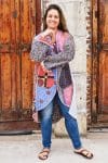 Womens, Tundra Kantha Duster, reversible, handmade from 100% cotton recycled Vintage fabrics, in vibrant tones - Miraki