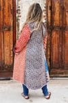 Womens, Tundra Kantha Duster, reversible, handmade from 100% cotton recycled Vintage fabrics, in vibrant tones - Miraki