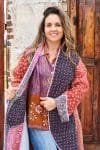 Womens, Tundra Kantha Duster, reversible, handmade from 100% cotton recycled Vintage fabrics, in vibrant tones - Miraki