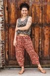 Womens, Sol Pant, Lola Top, 100% cotton, hand block print, hand stitched, in natural red Rubira, and natural dyed Kassis Raga